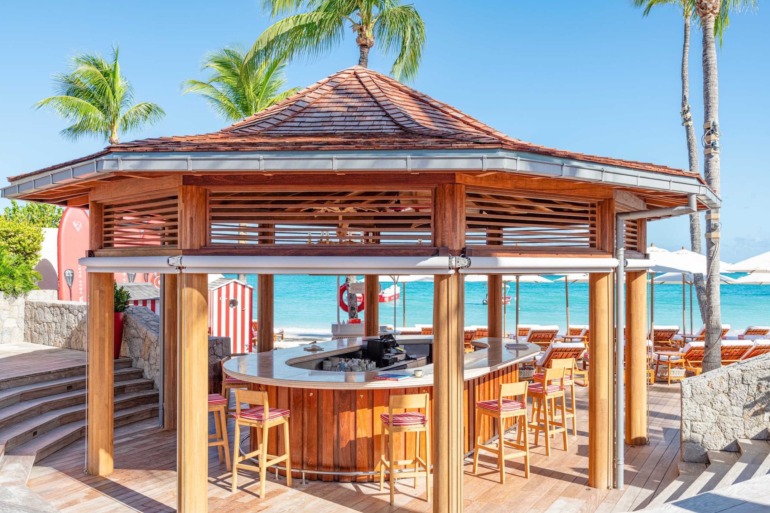 Beach Bar, the open-air thatched bar on the sand
