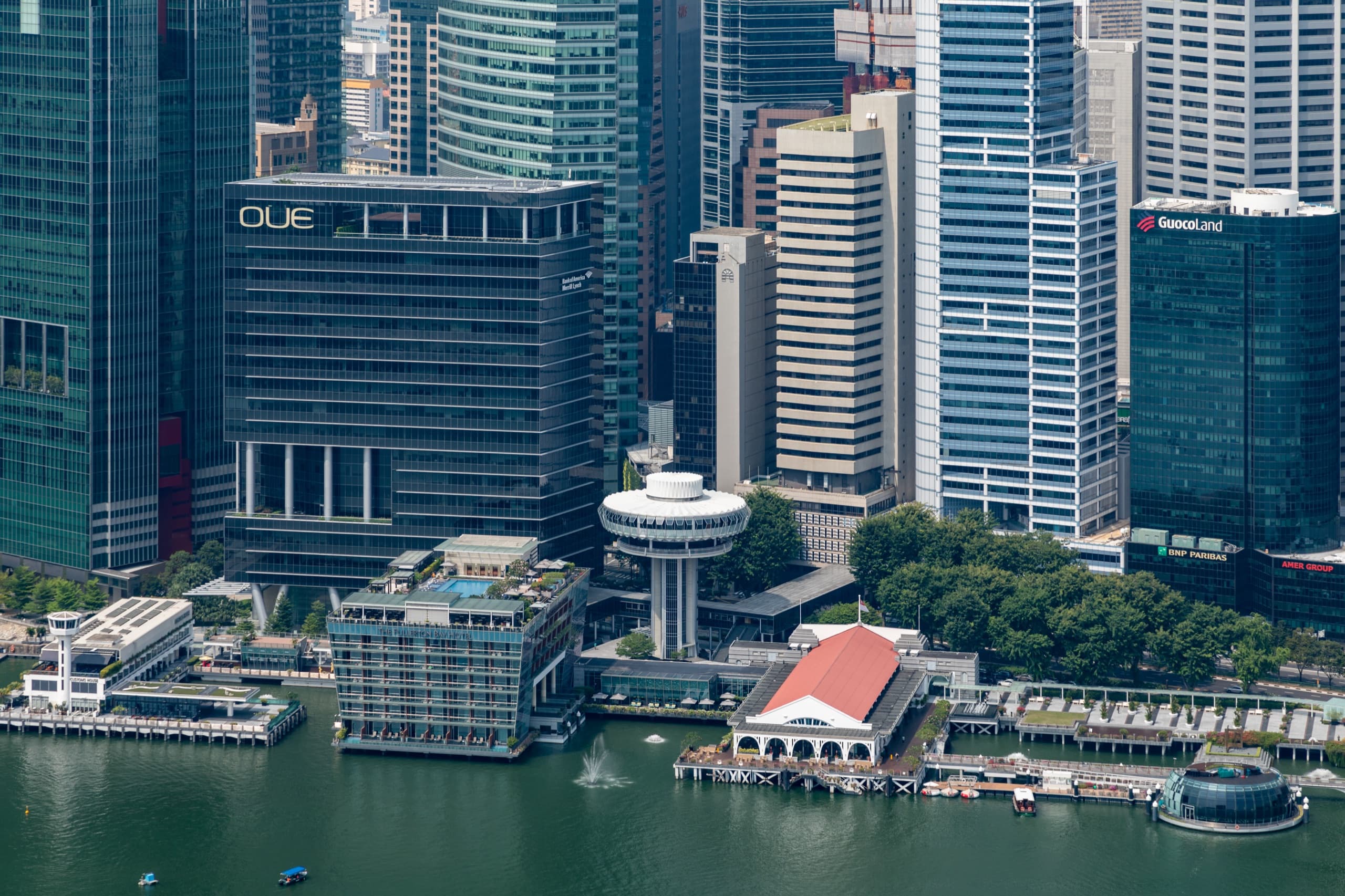 The Fullerton Bay Hotel Singapore — aerial view