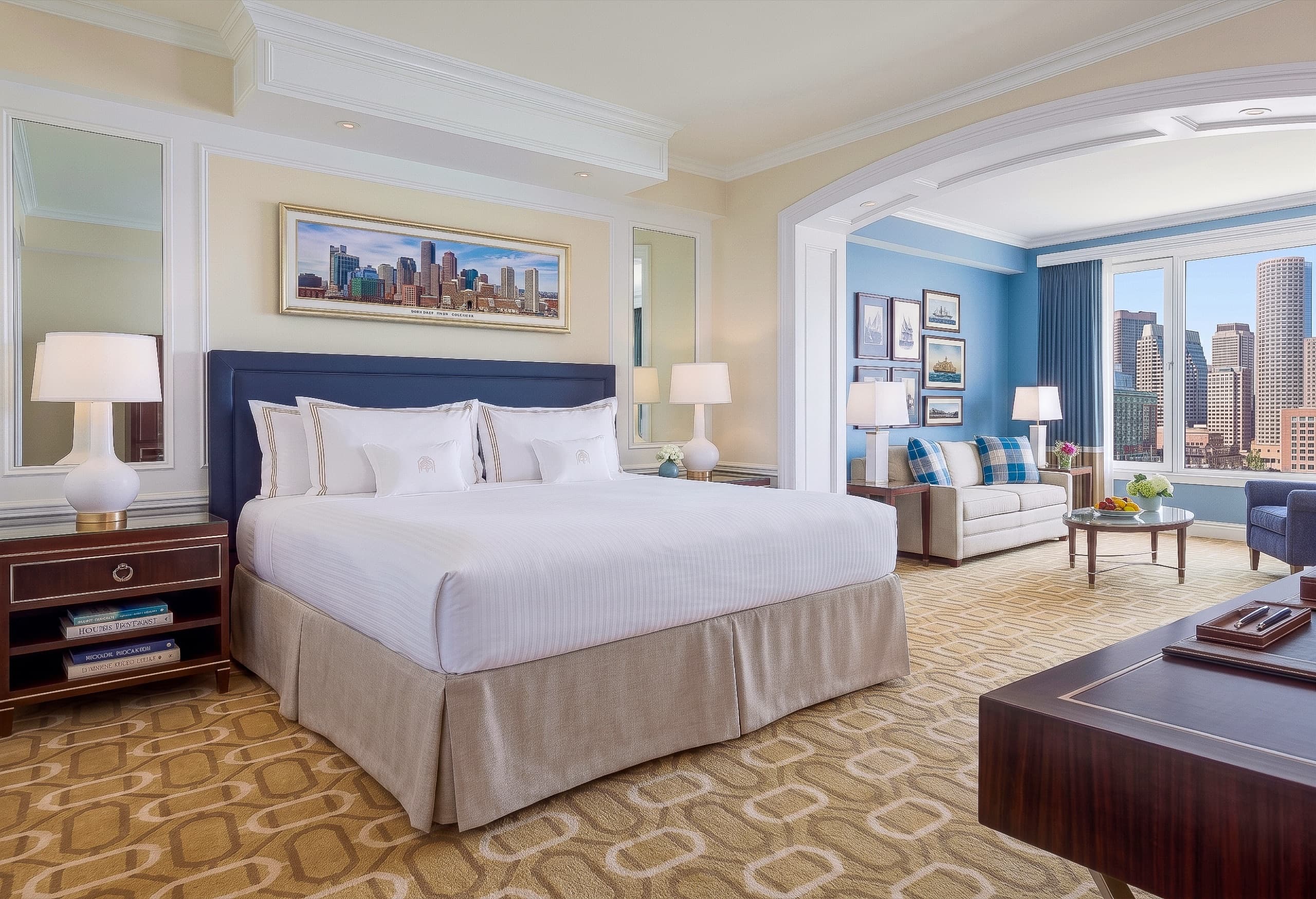 Harbor View Superior Room with king bed and harbor window