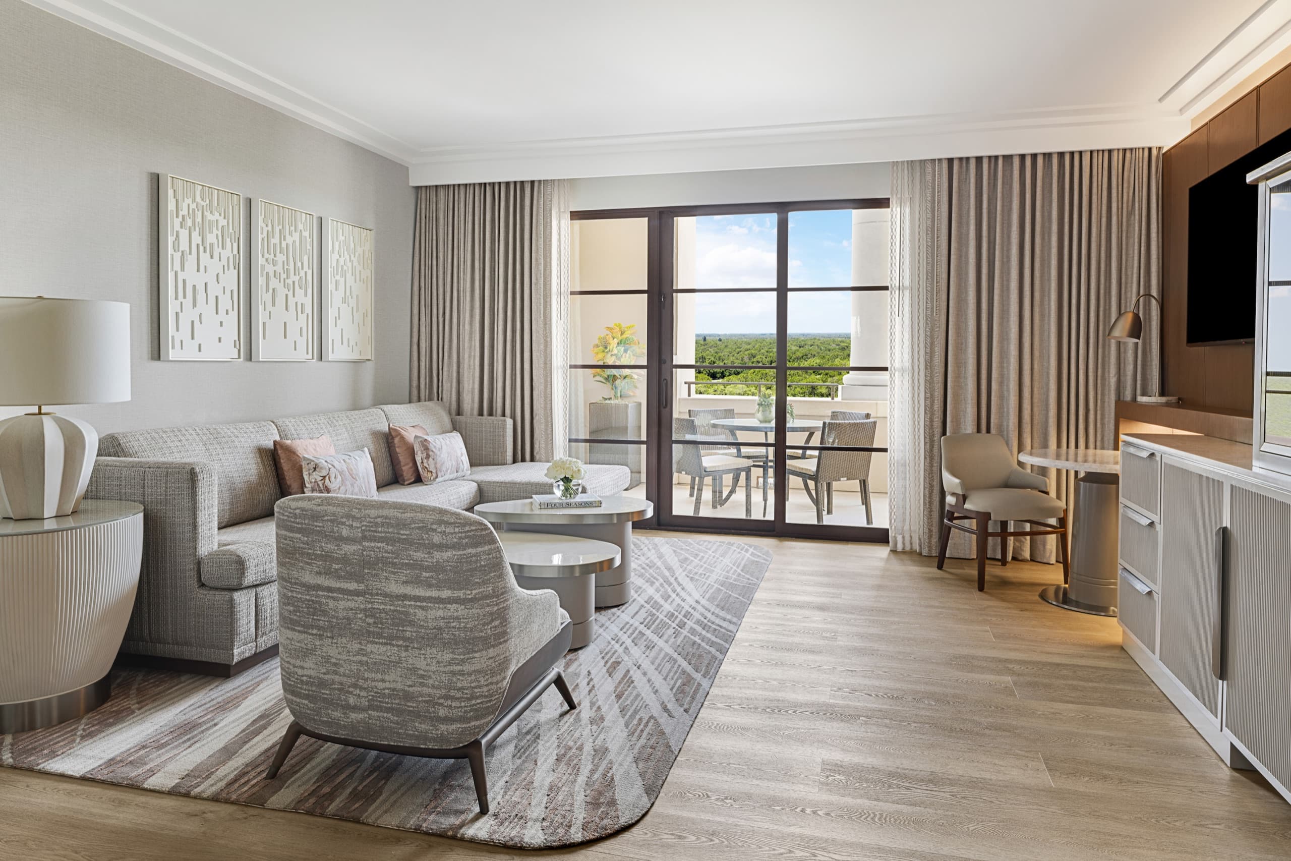 Park View Deluxe Suite (one-bedroom), living room with walk-out balcony