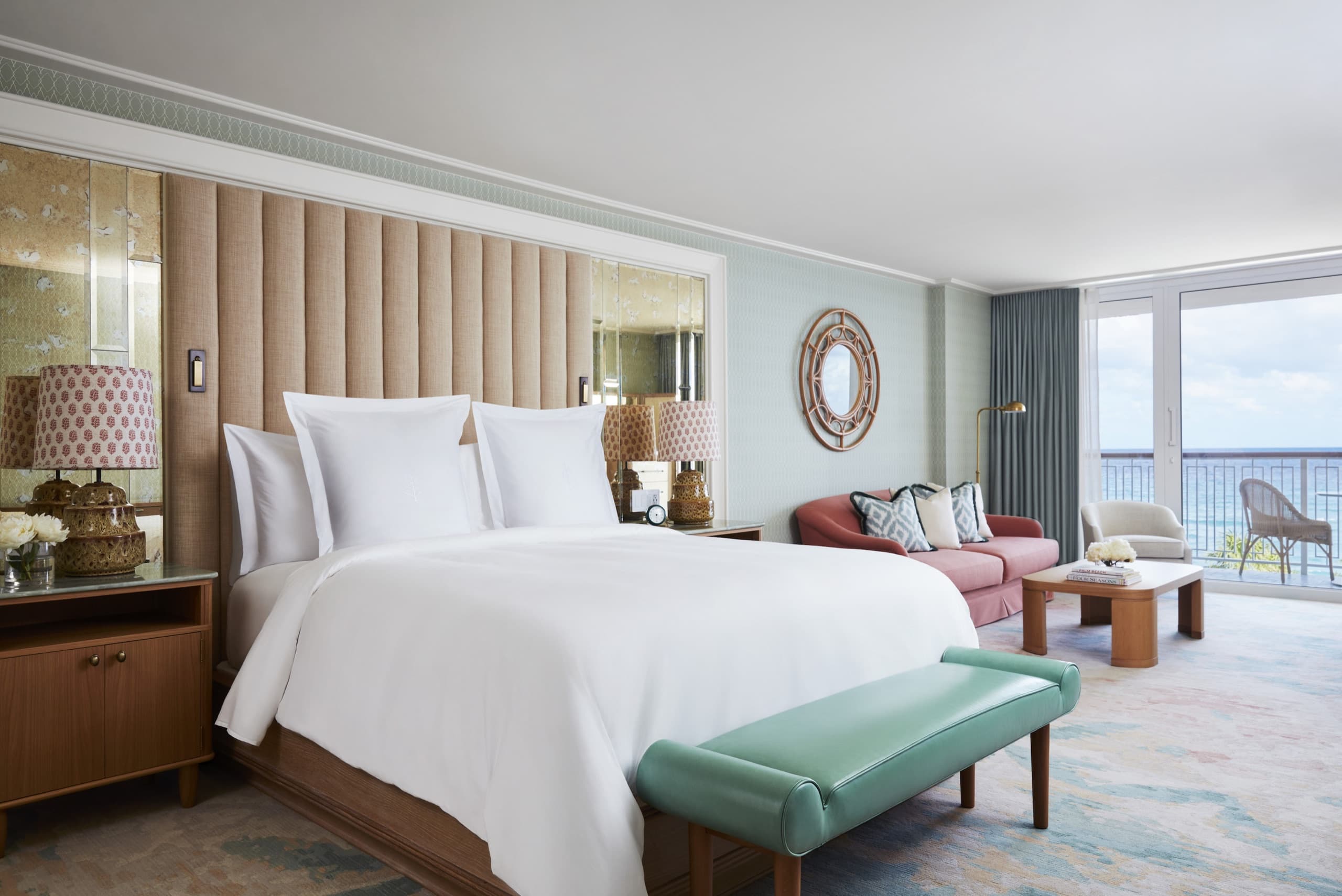 Ocean-View Room: king bed, furnished balcony over the Atlantic and Lake Worth Pier