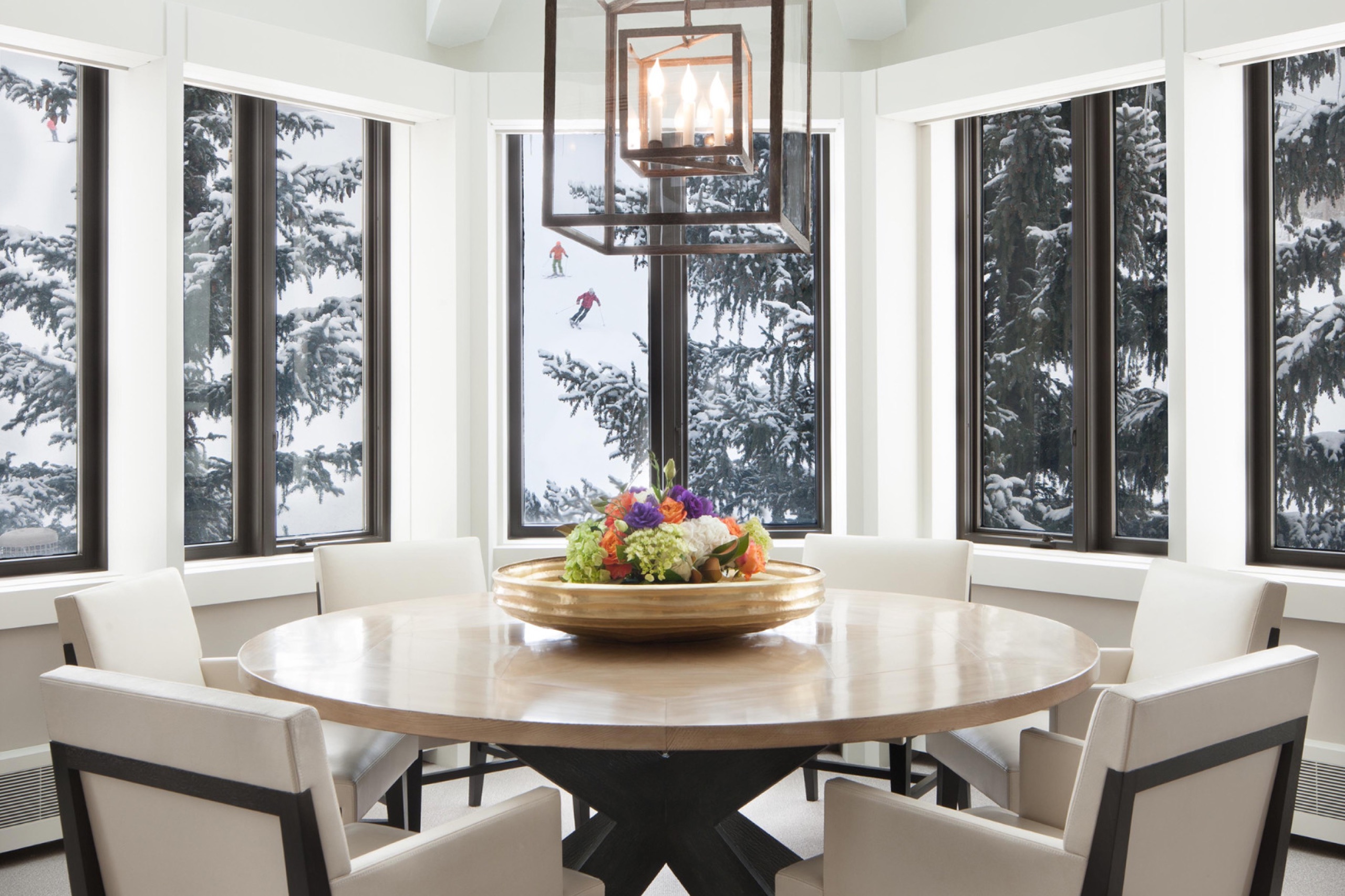 The Little Nell Suite dining room with ski-slope windows