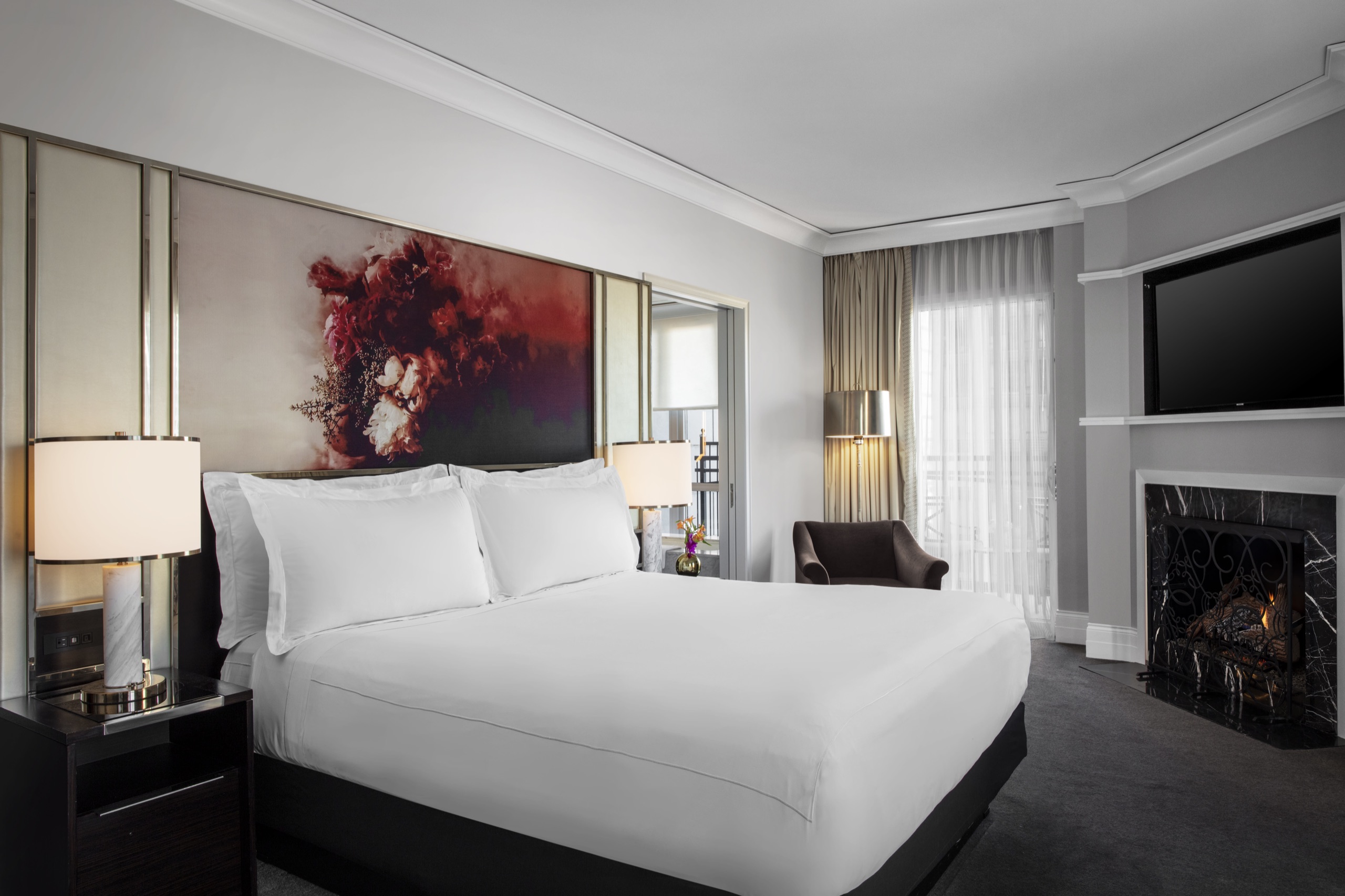Terrace King Guest Room with fireplace