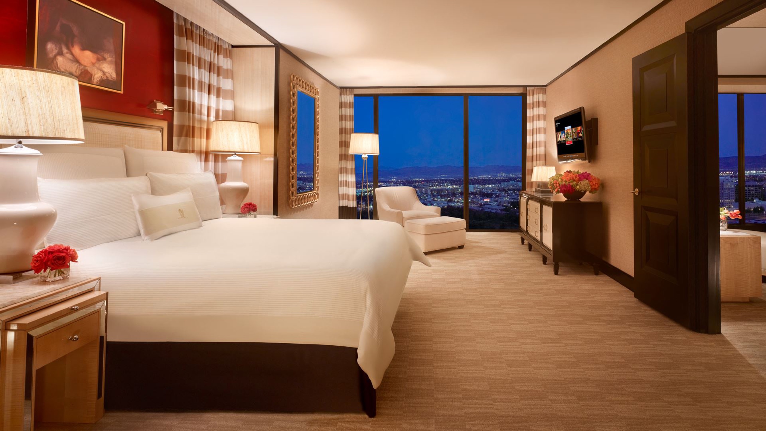 Encore Parlor Suite — bedroom with Strip view