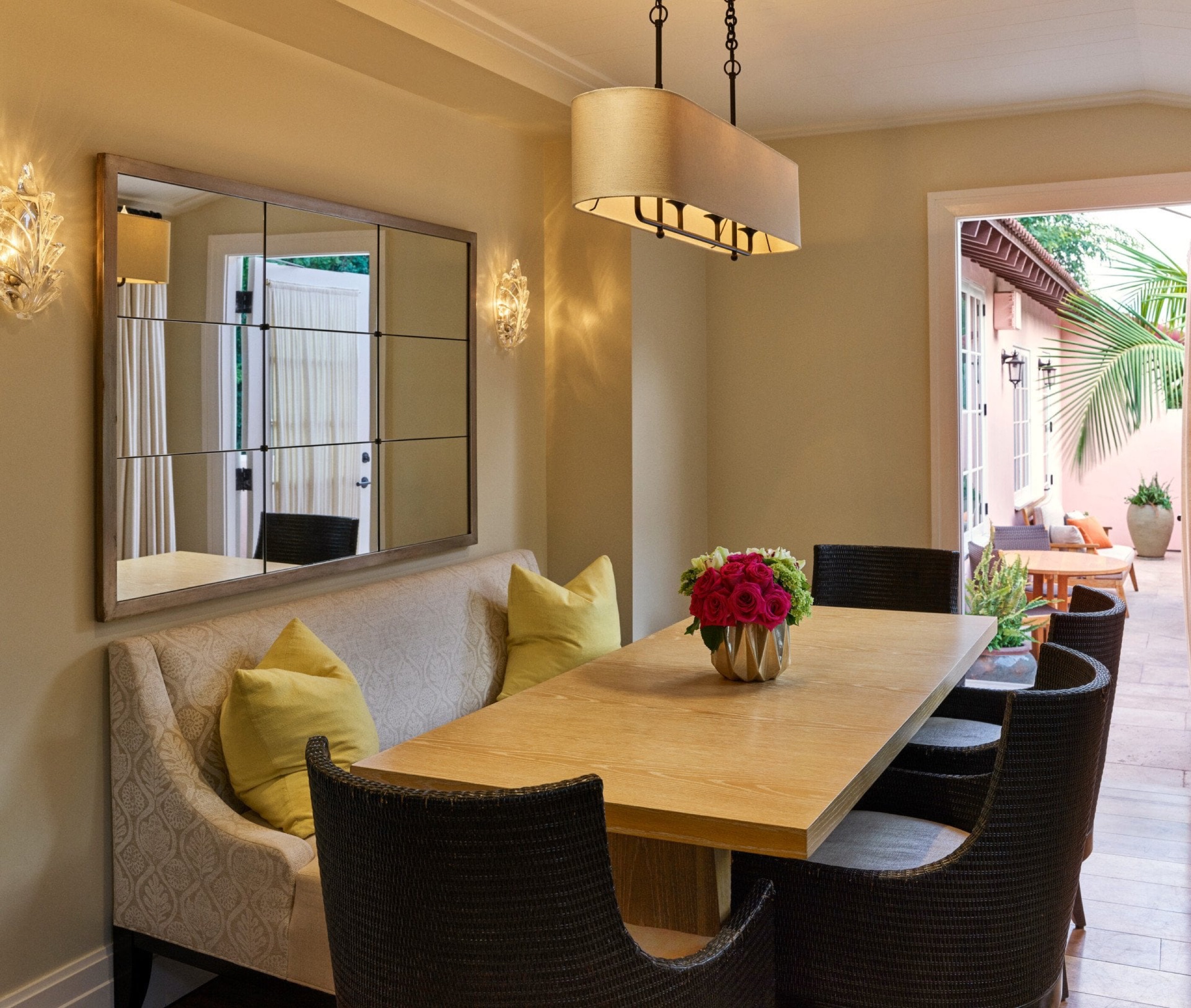 Chalon Suite living room with hand-painted botanical walls