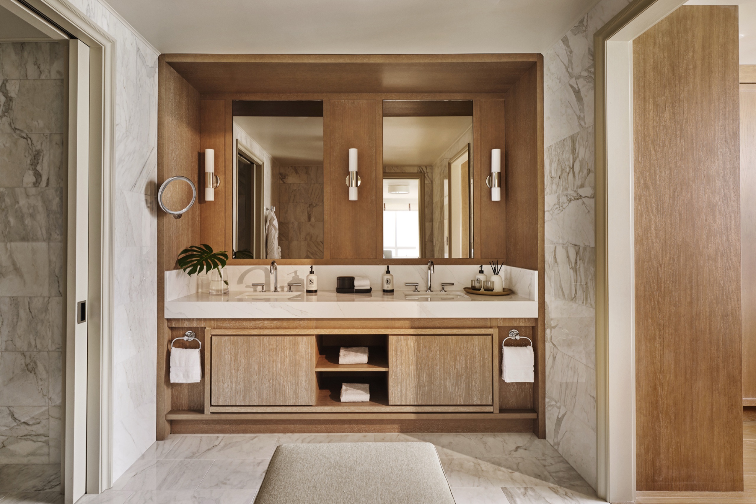 The Penthouse — marble bathroom with double vanity
