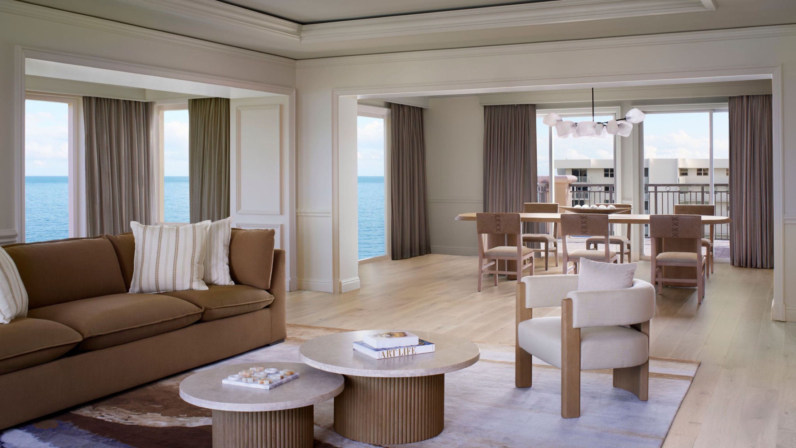 Presidential Suite: living and dining room (2,220 sq ft, oceanfront)