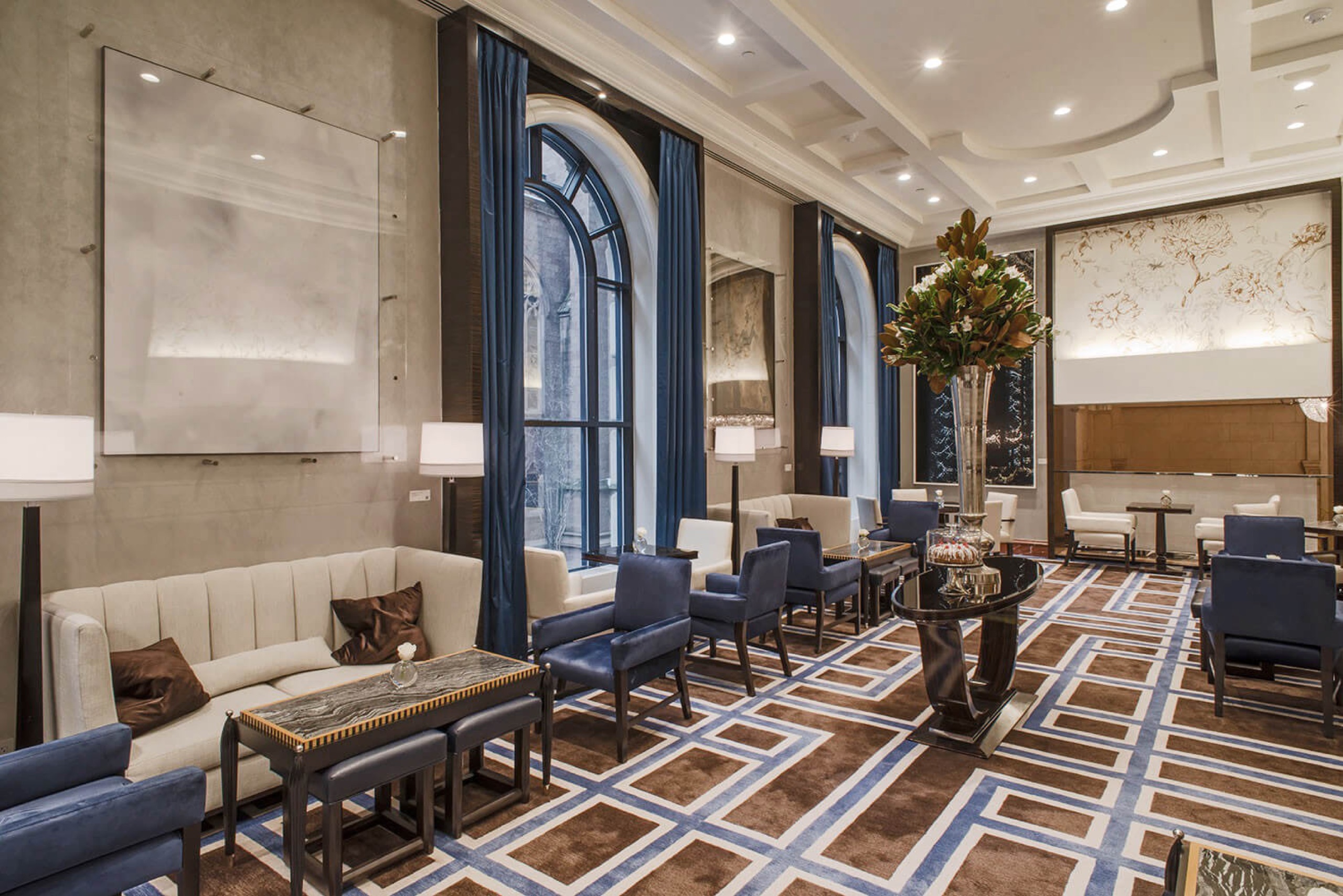 Gotham Lounge - lobby-level lounge for afternoon tea and cocktails under the arched Fifth Avenue windows