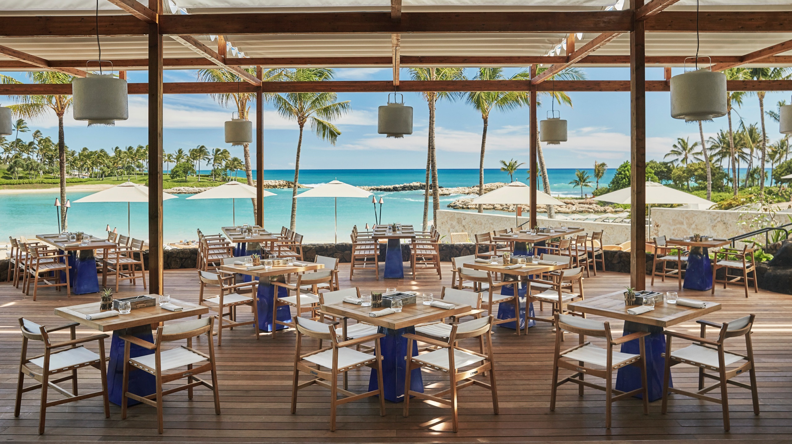 Mina's Fish House - open-air dining room facing the lagoon