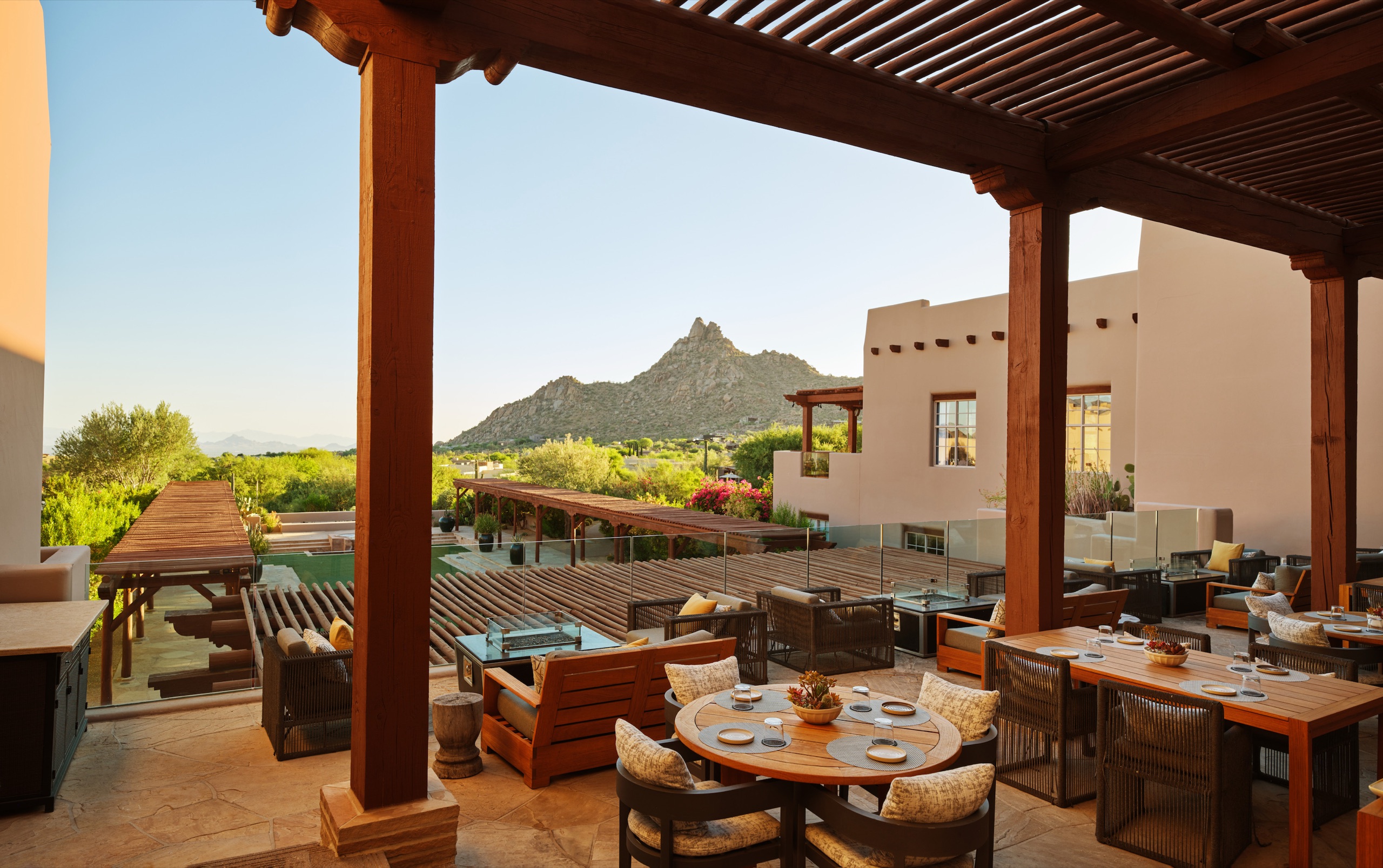 Talavera terrace with Pinnacle Peak view