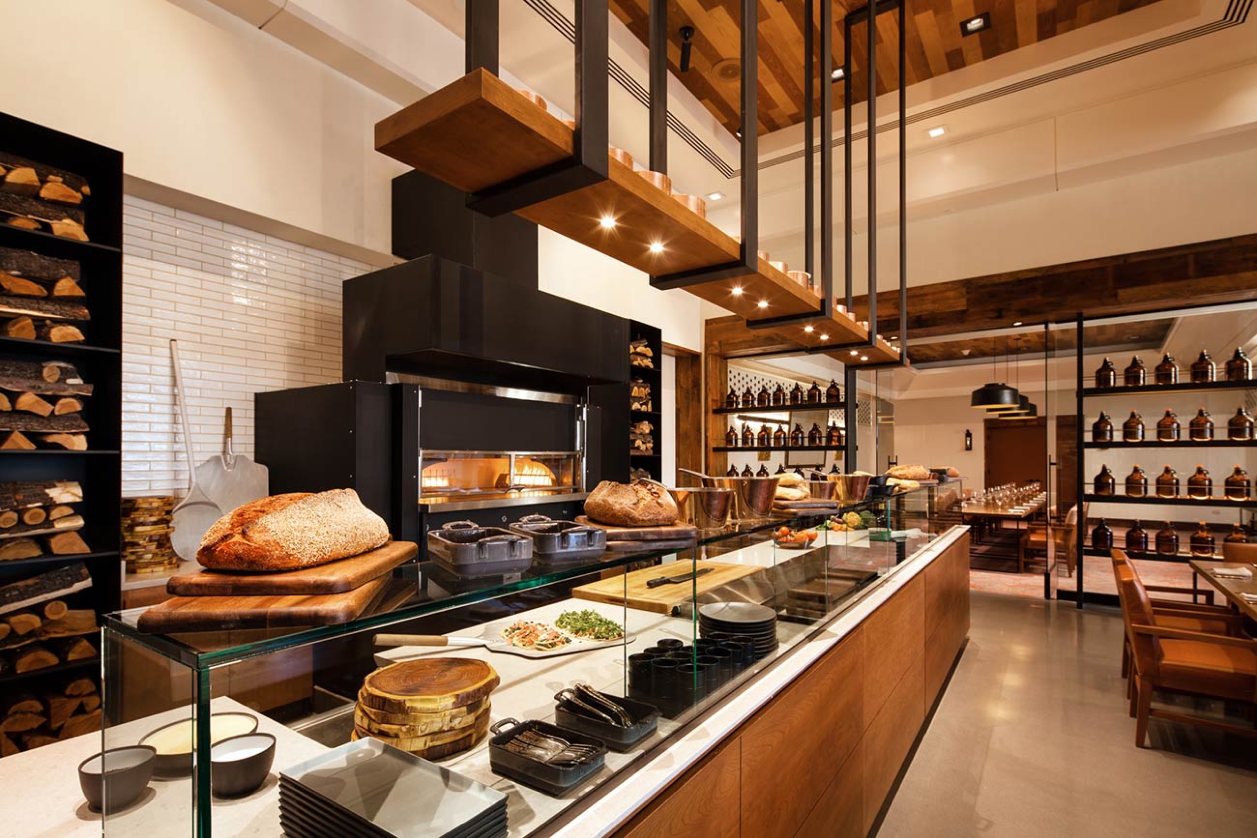 Mowry & Cotton open wood-fired kitchen and counter