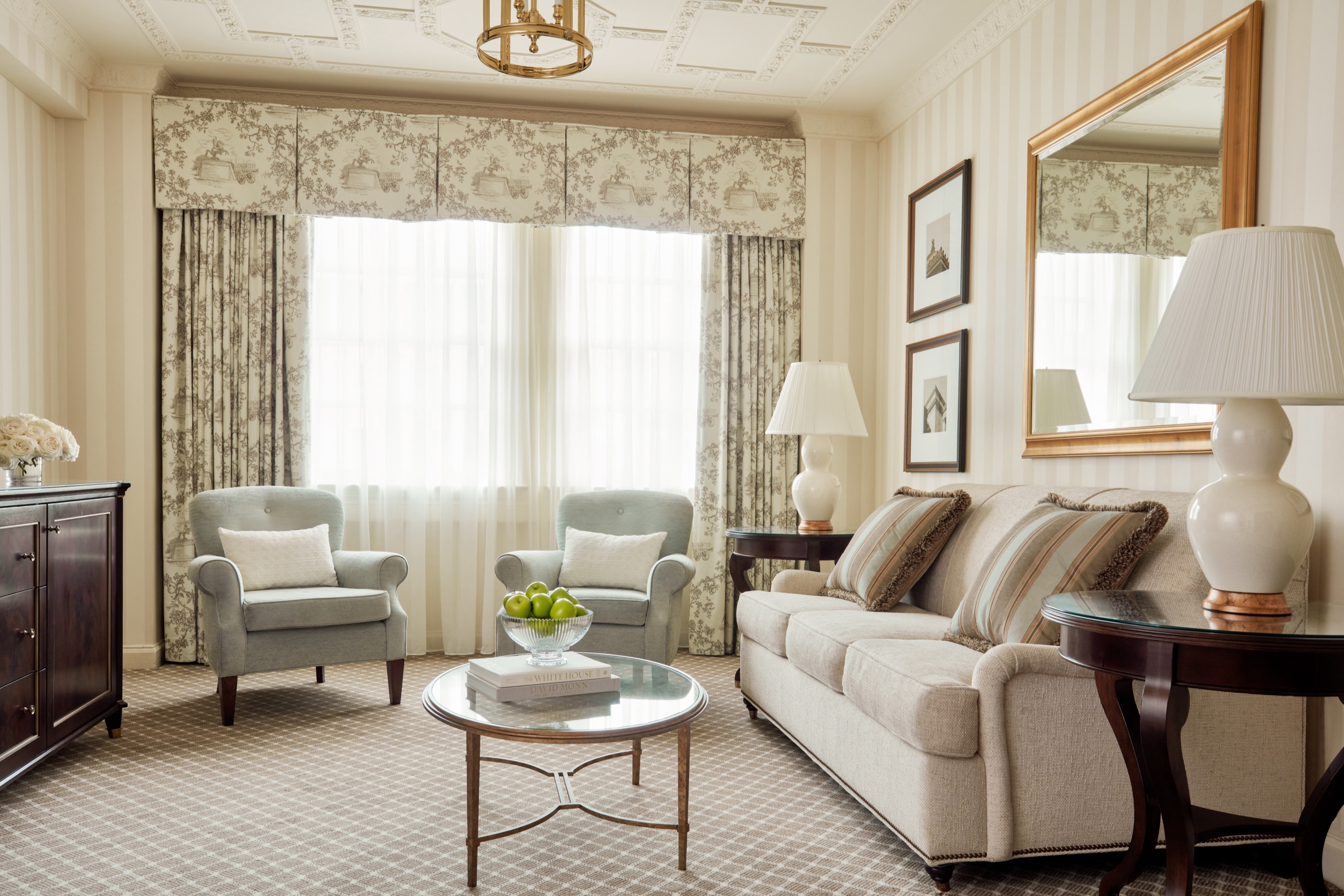 St. John's Church View Suite - living room with bedroom beyond